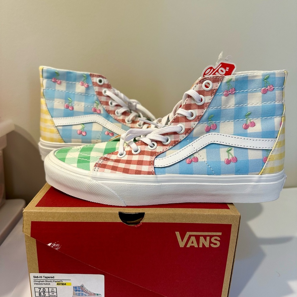 Vans 8.5 gingham pastel Sk8-Hi Tapered sneakers NIB